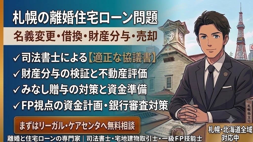 札幌市の離婚住宅ローン名義変更・借換・売却の銀行審査対策