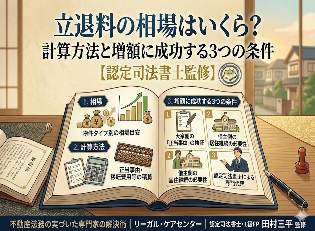 立退料の相場はいくら？計算方法と増額の説明の本を開いている画像