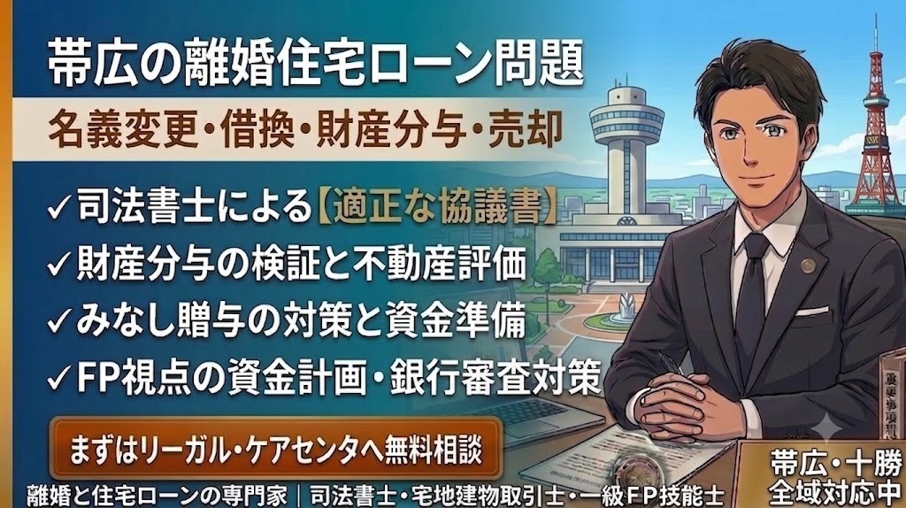 帯広市・十勝の離婚住宅ローン名義変更・借換・売却の銀行審査対策