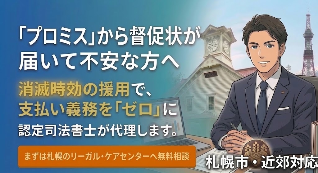 【札幌圏】プロミス（SMBCコンシューマーファイナンス）の時効援用の相談受付の画像