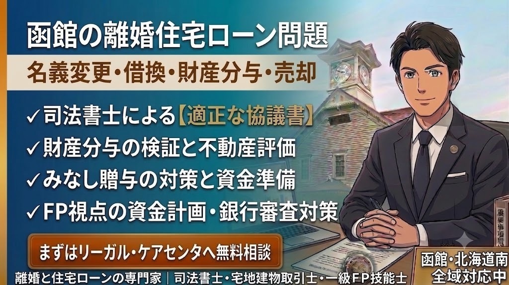 函館市・近郊の離婚住宅ローン名義変更・借換・売却の銀行審査対策