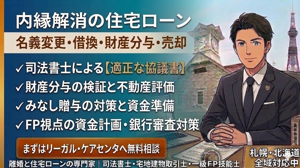 内縁解消住宅ローン名義変更･借り換えを通す銀行対策の相談受付の画像