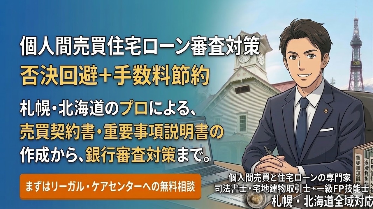 札幌の不動産個人間売買｜住宅ローン審査対策と手数料節約の相談受付の画像