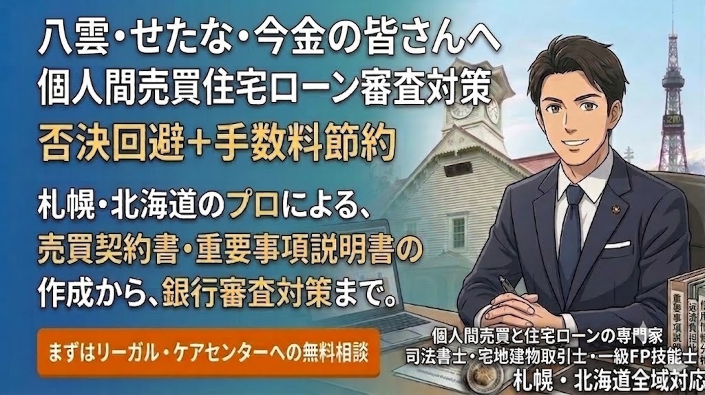 江差･近郊の不動産個人間売買｜住宅ローン審査と手数料節約