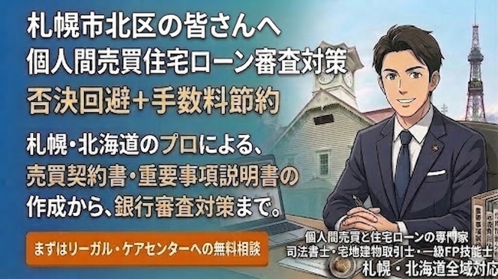 札幌市北区の不動産個人間売買｜住宅ローン審査対策と手数料節約