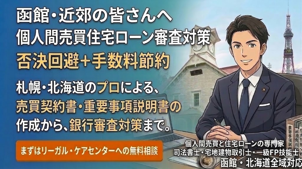 函館・北斗近郊の不動産個人間売買｜住宅ローン審査対策と手数料節約