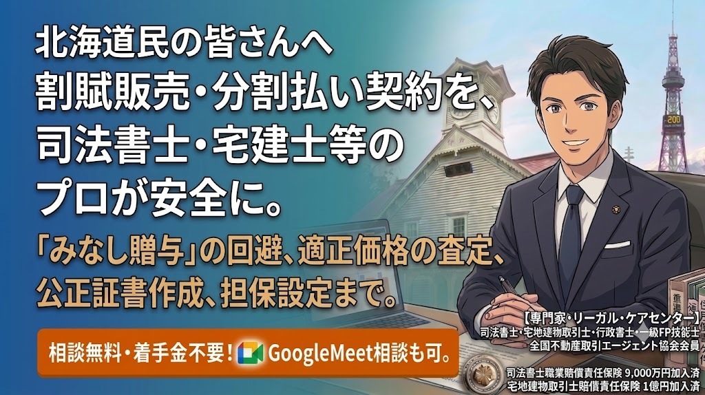 不動産の割賦販売・分割払い｜適正価格・みなし贈与対策｜北海道