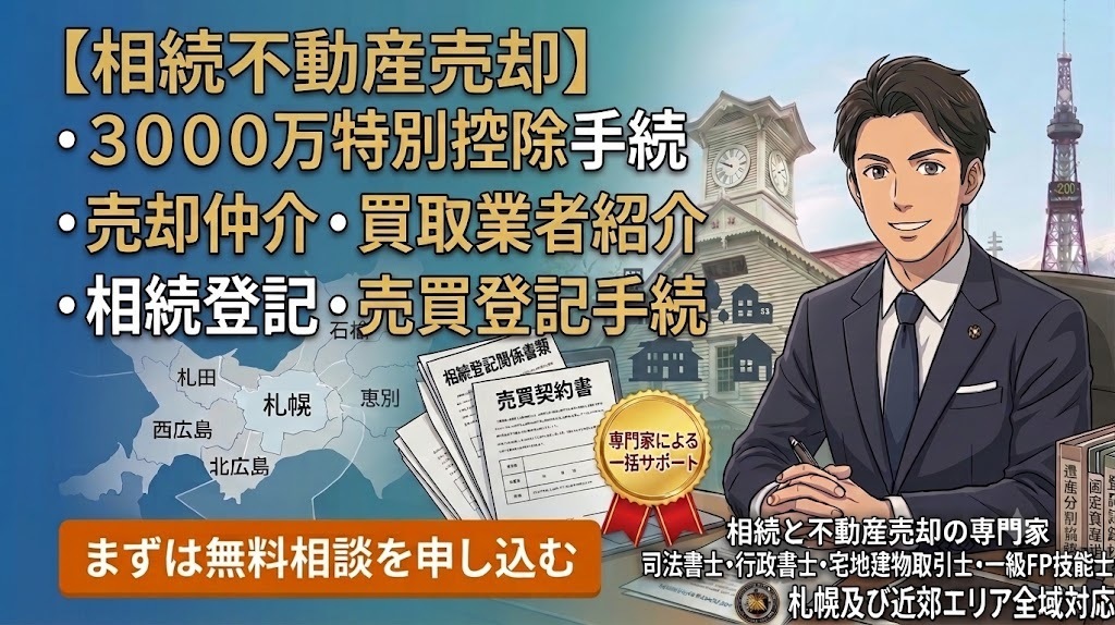 【札幌】相続不動産売却・３千万控除・登記の一括受託相談