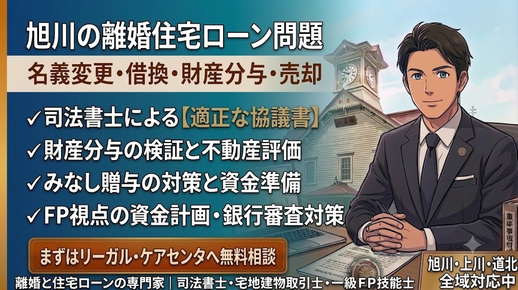 旭川市・近郊の離婚住宅ローン名義変更・借換・売却の銀行審査対策