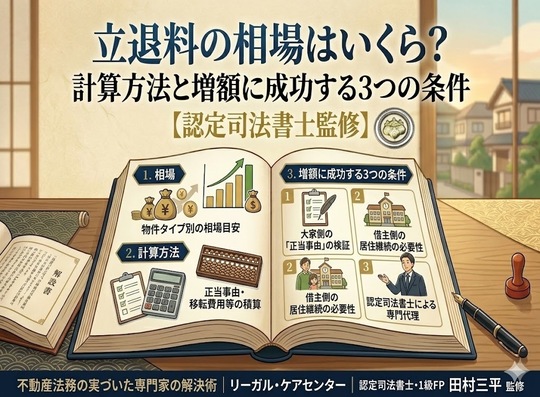 立退料の相場はいくら？計算方法と増額に成功する3つの条件【認定司法
